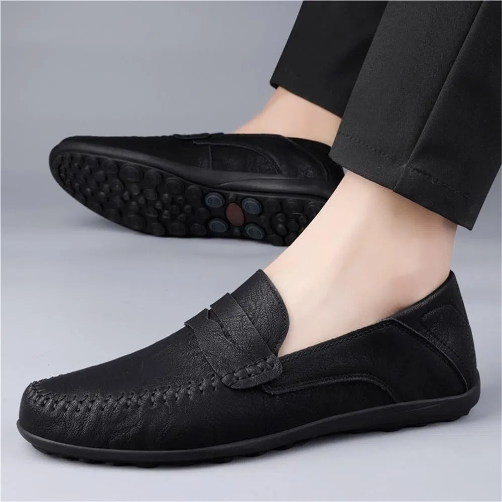 Лоферы кожаные Mens Vegan Leather Loafers Slip On, Black DHFIRUFSHLO — фото 3