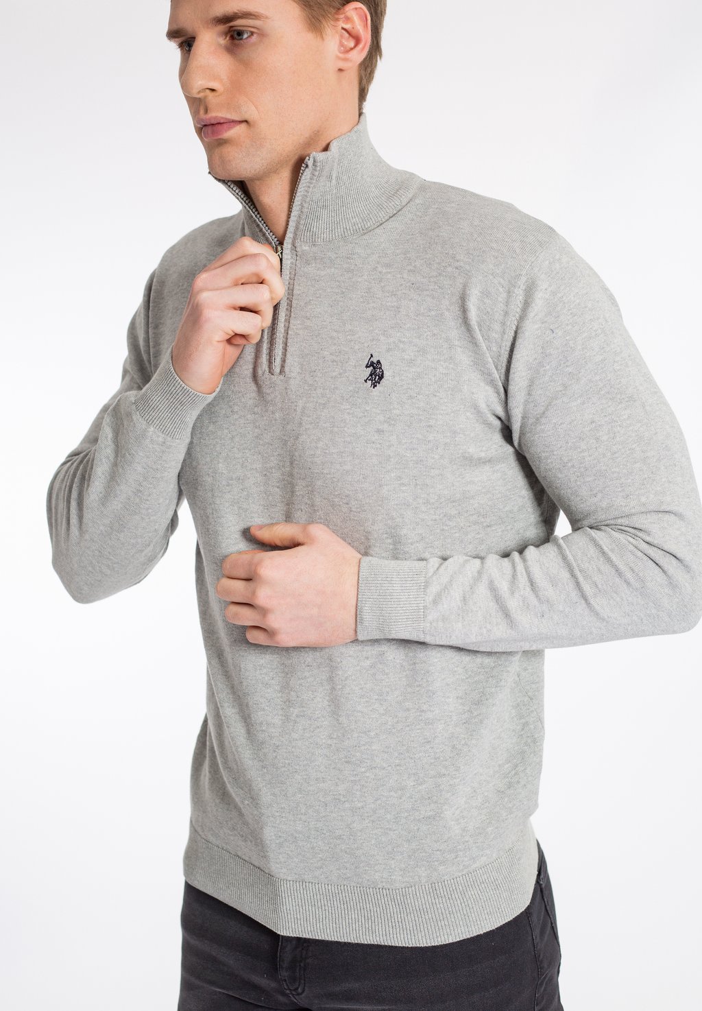 

Вязаный свитер BRISON HALF-ZIP U.S. Polo Assn., цвет grey melange