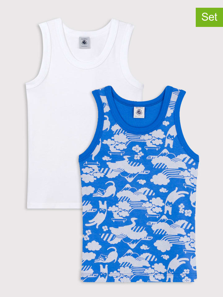 

Майка PETIT BATEAU, белый/синий