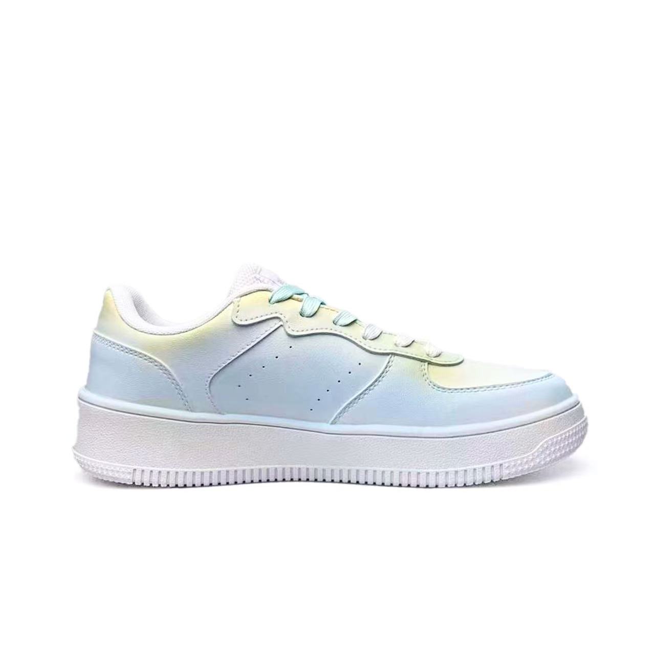 Кроссовки для скейтбординга Air Force 1 Synthetic Leather, Mesh Slip Resistant Abrasion Resistant Low top Unisex 361°, белый синий желтый (marble special shopping bag) — фото 4