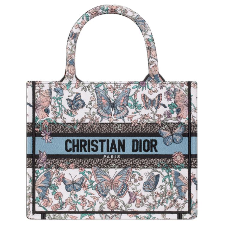 

DIOR Сумка BookTote из хлопка, шоппер, маленькая женская сумка бело-голубая