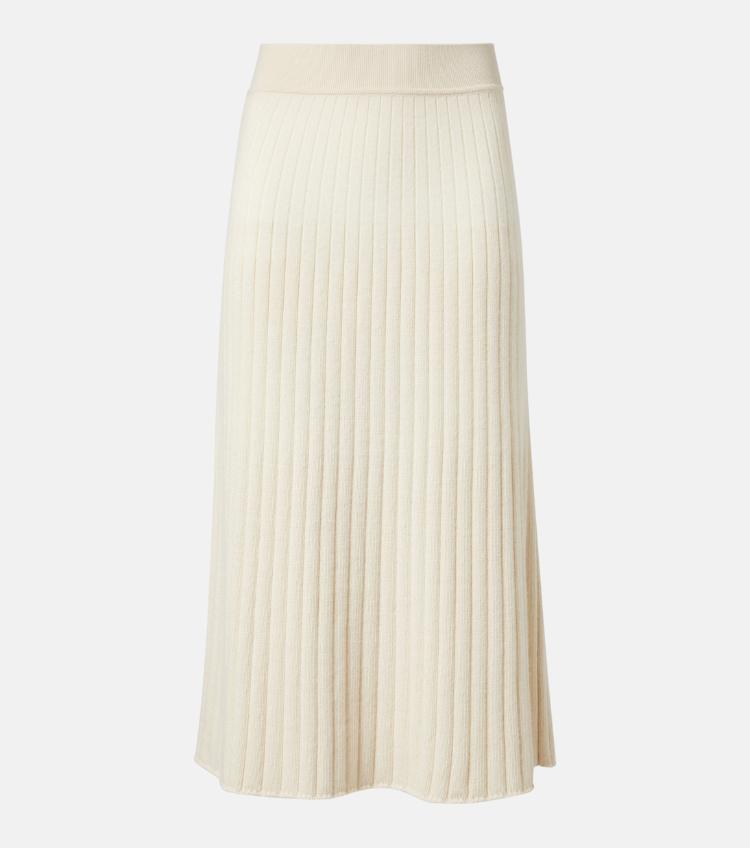 

Юбка миди из кашемира в рубчик Loro Piana, White Snow