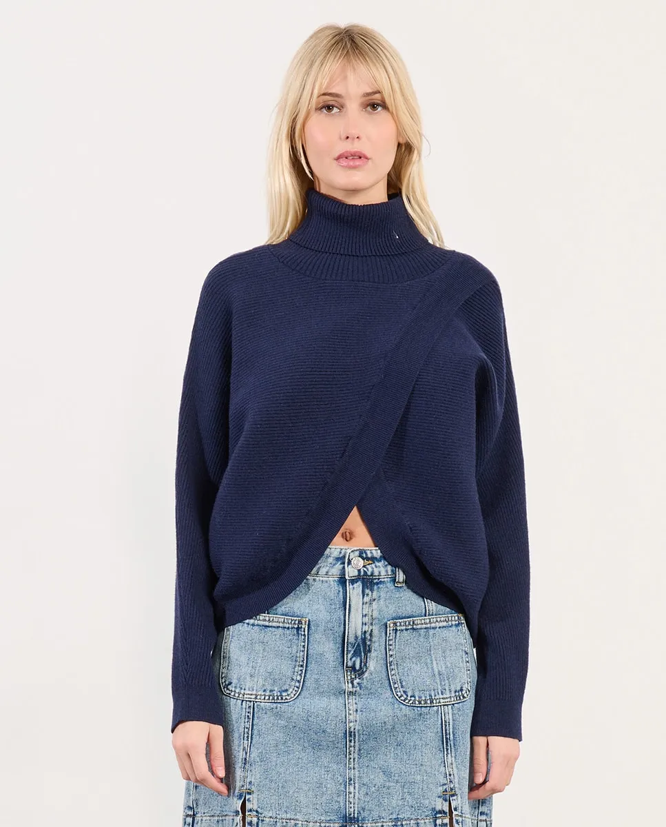 

Женский джемпер с длинным рукавом и асимметричным низом Lili Sidonio, темно-синий