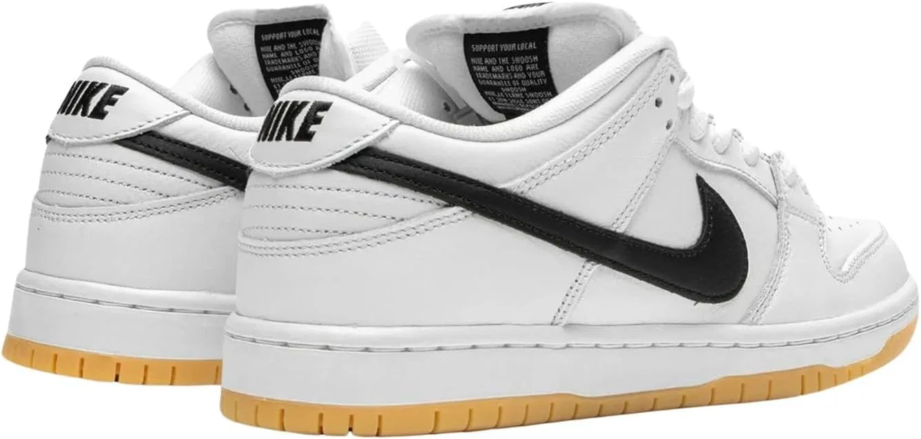 Кроссовки для скейтбординга Nike SB Dunk Low Pro, кожаные, белый/черный/светло-коричневый — фото 2