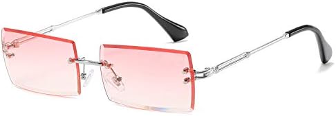 

16 цветов, прямоугольные солнцезащитные очки без оправы с градиентным переходом цвета для женщин и мужчин, небольшие модные солнцезащитные очки для мужчин, ретро-очки MTZJH, Silver Pink