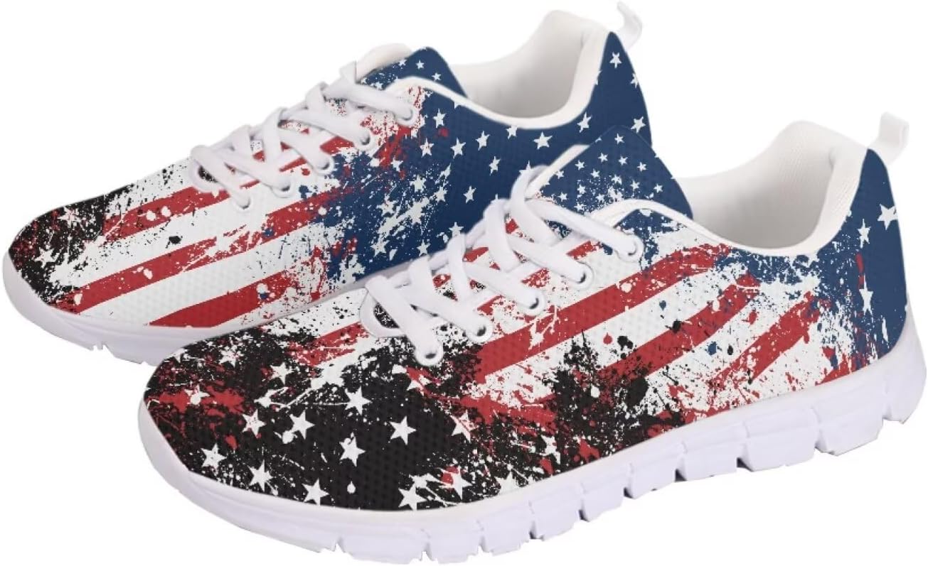 

Мужские и женские беговые кроссовки для шоссе, тенниса, ходьбы, походов. Кроссовки на шнуровке для тренировок, спортзала, легкие спортивные кроссовки Getelinseng, American Flag Print