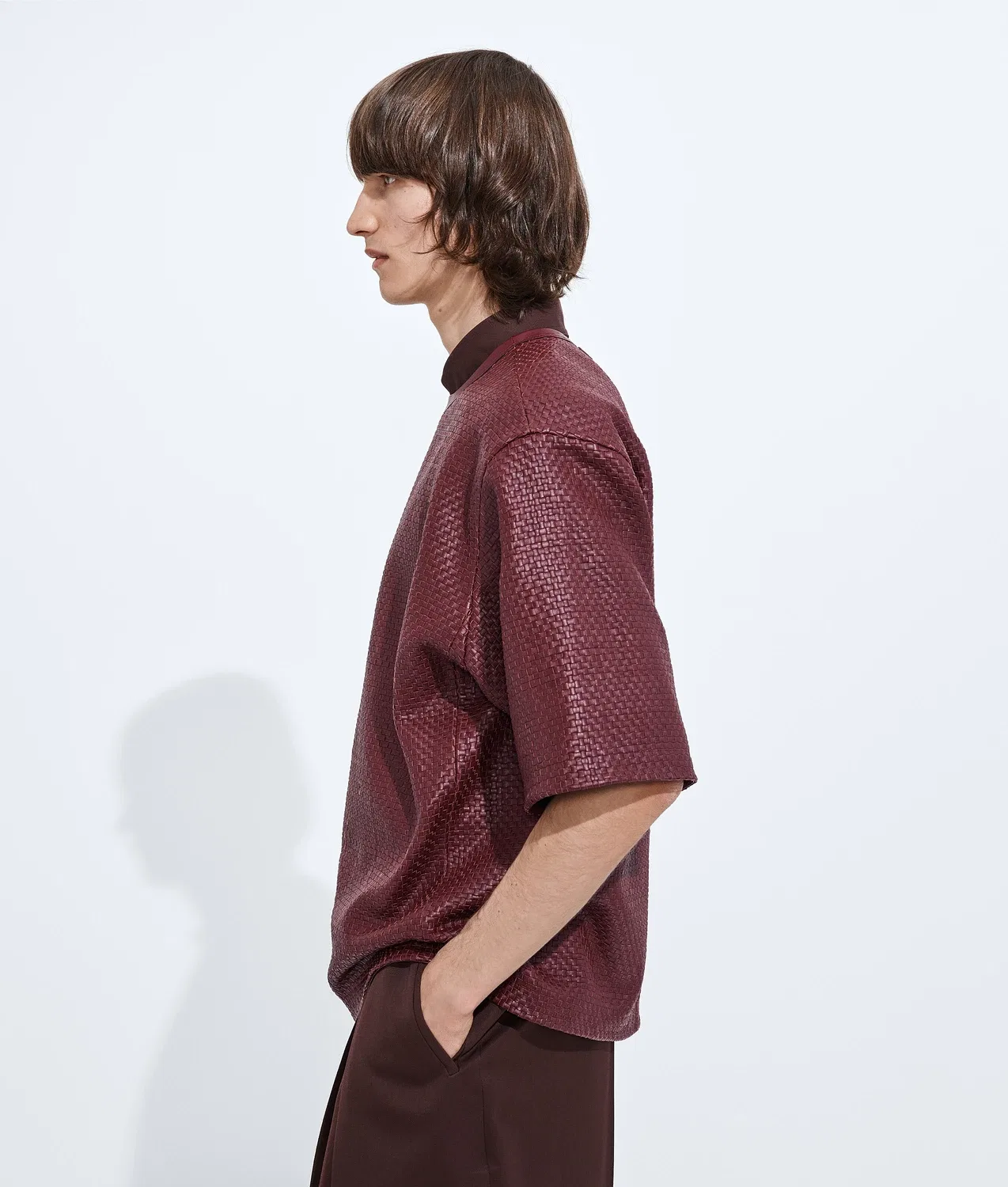 Мини-футболка Intrecciato BOTTEGA VENETA, бордовый — фото 2