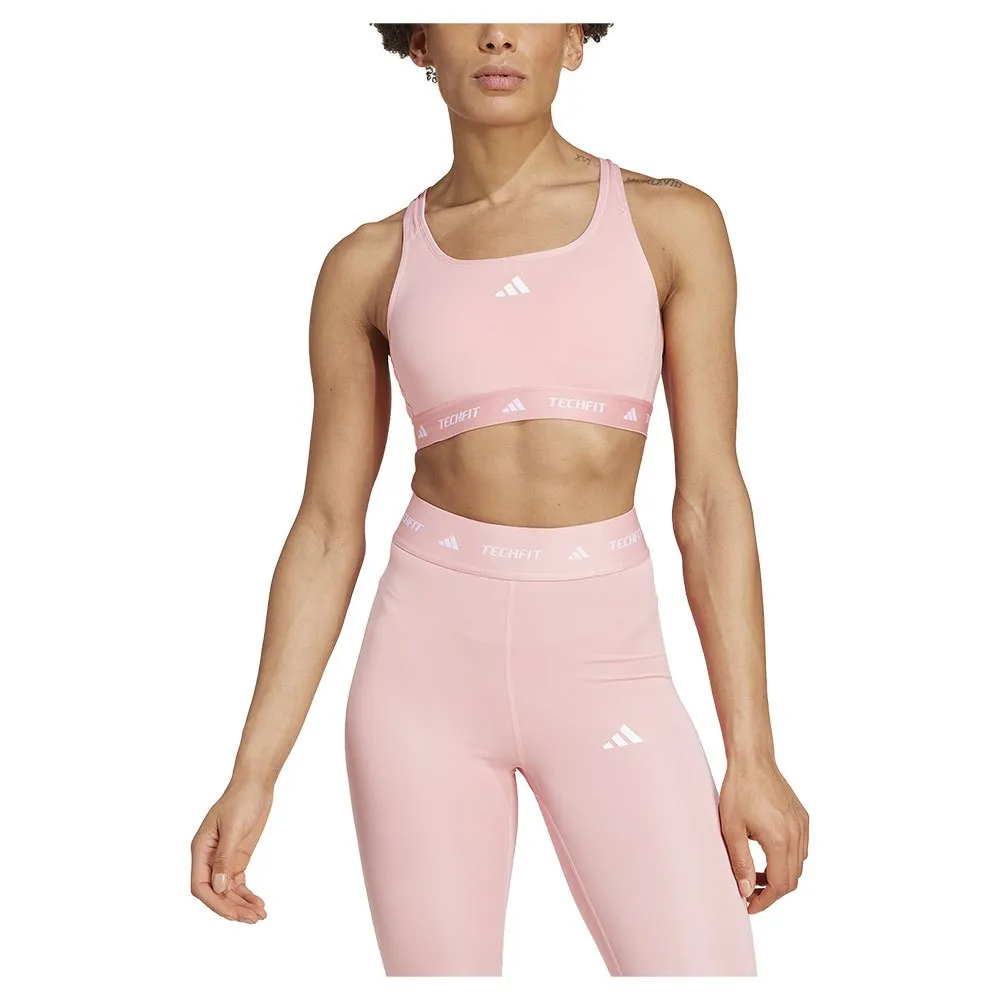 

Спортивный бюстгальтер adidas Techfit Medium Medium Impact, розовый