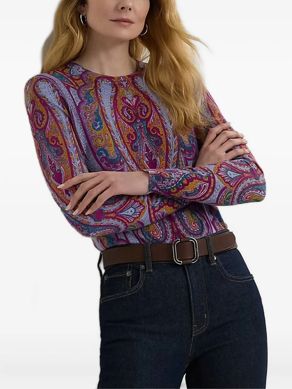 

Свитер с принтом пейсли Lauren Ralph Lauren, фиолетовый