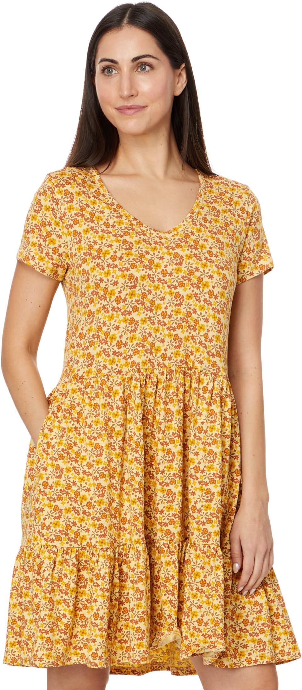 

Платье Toad&Co Marley Tiered Short Sleeve Dress, цвет Gold Ditsy Print