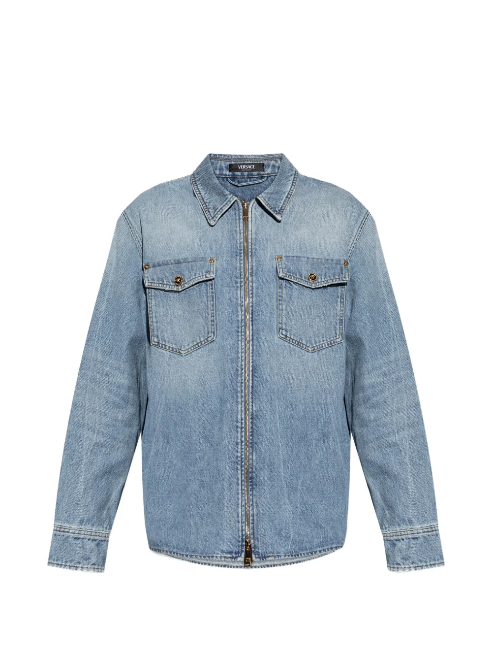 

Рубашка с нагрудными карманами на молнии Versace, синий