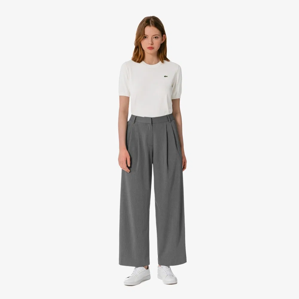 Брюки женские Lacoste с защипами, весенние, меланжево-серые