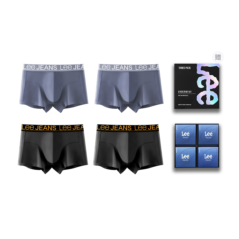 

Трусы мужские подарочный набор из 4 штук Lee, черный