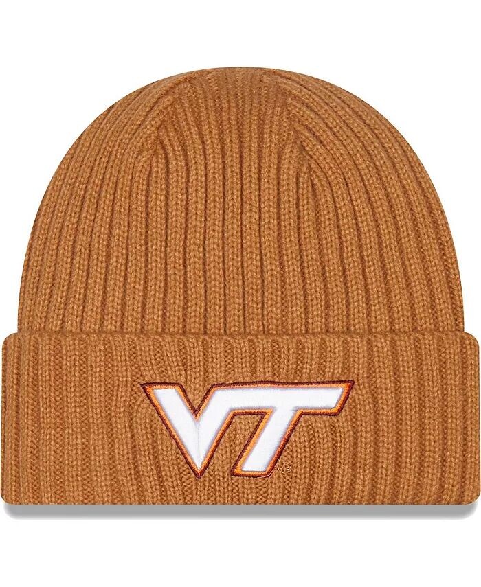 

Мужская светло-коричневая классическая вязаная шапка с манжетами Virginia Tech Hokies Core New Era, коричневый