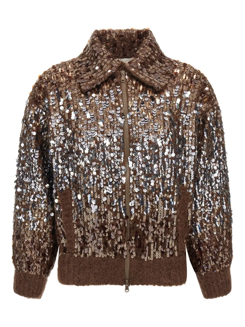 

Кардиган, украшенный пайетками Brunello Cucinelli, коричневый