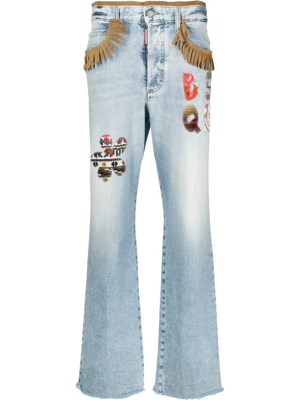 Джинсы bootcut с бахромой Dsquared2, синий