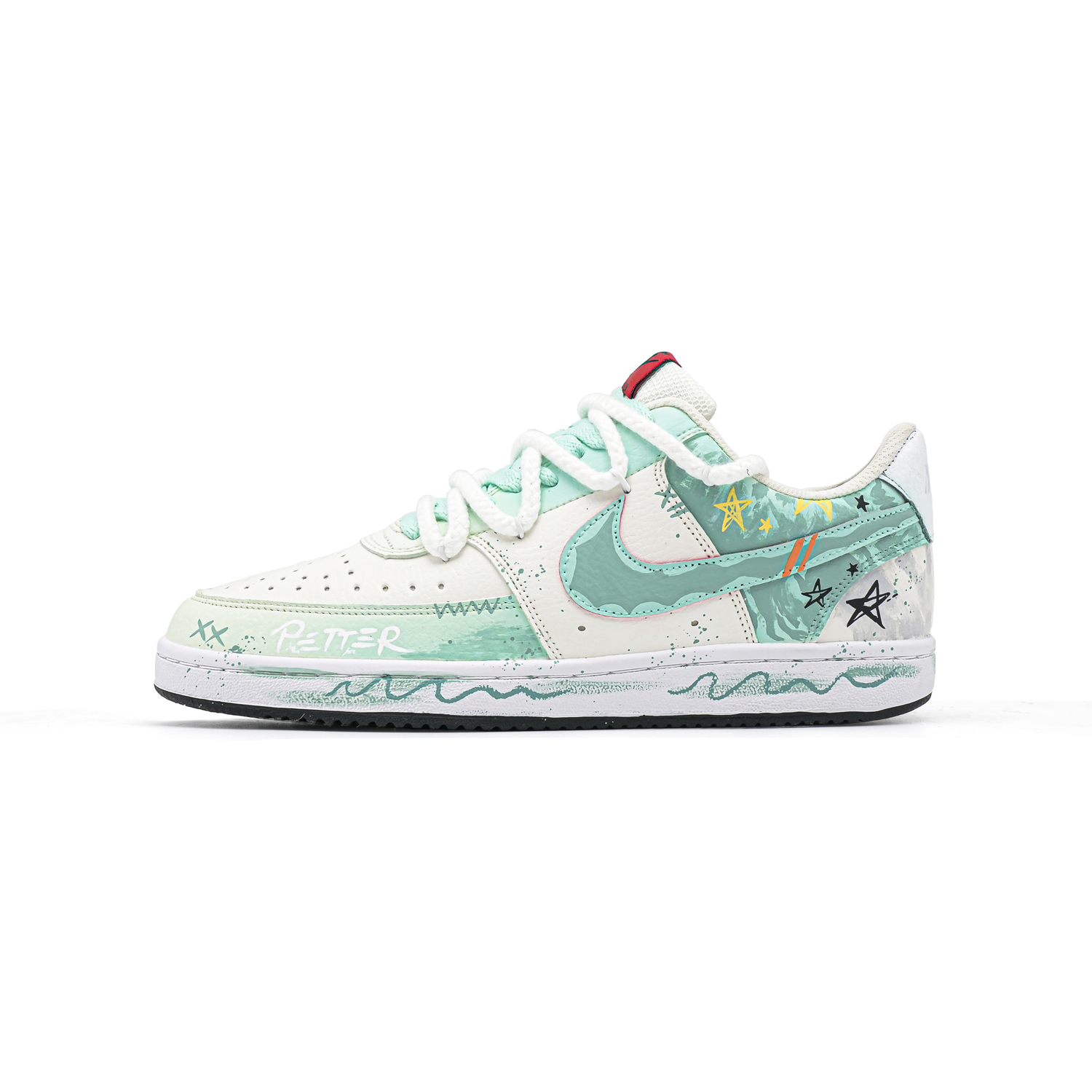 

Nike Скользоустойчивые удобные и дышащие низкие скейтерские кроссовки унисекс бело-зеленые бирюзовые, цвет Teal