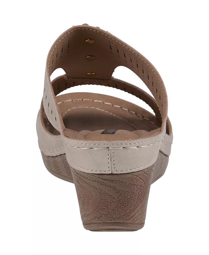 Женские босоножки Lisette Flower с перфорацией на танкетке GC Shoes, синий — фото 3