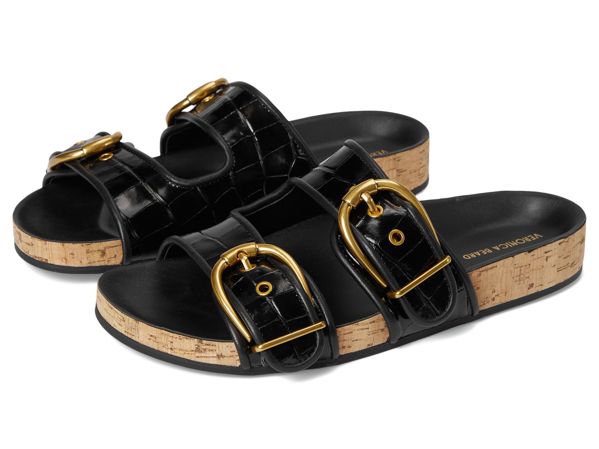 Сандалии Veronica Beard Prue, цвет Black Croc Print Leather