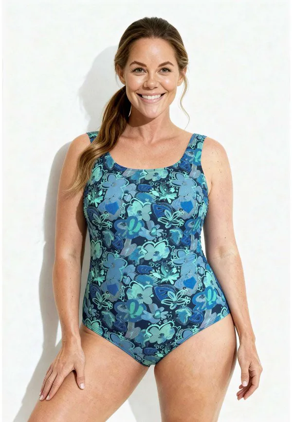 

Купальник blüten ohne softcups rundhalsausschnitt Ulla Popken, Dark Blue, Синий, Купальник blüten ohne softcups rundhalsausschnitt Ulla Popken, Dark Blue