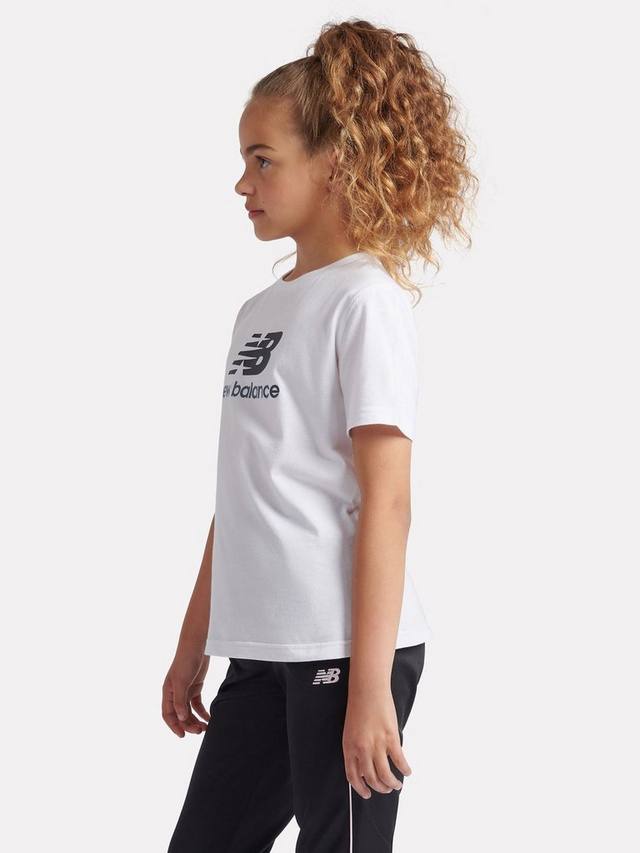 Детская хлопковая футболка с коротким рукавом и логотипом New Balance, Nb Bright White — фото 2