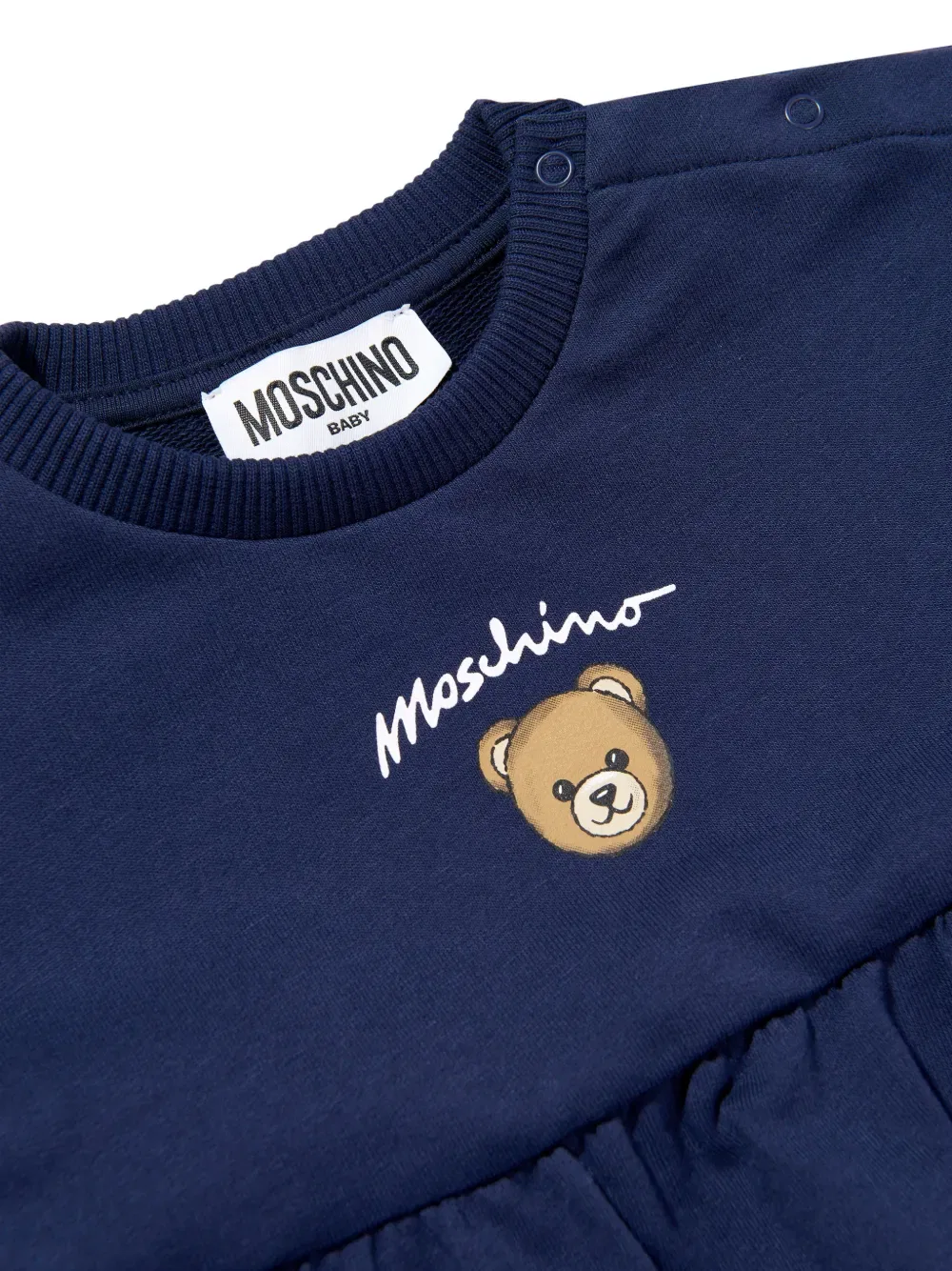 Платье с карманами и принтом под медведя Moschino Kids, синий — фото 3