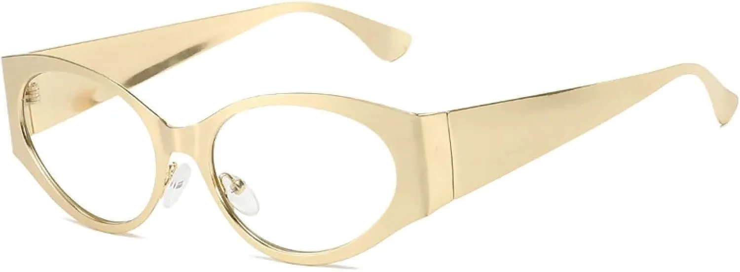 

Женские солнцезащитные очки «кошачий глаз» из сплава, винтажные овальные солнцезащитные очки с градиентным переходом, модные женские очки TKKTLLT, Gold Clear