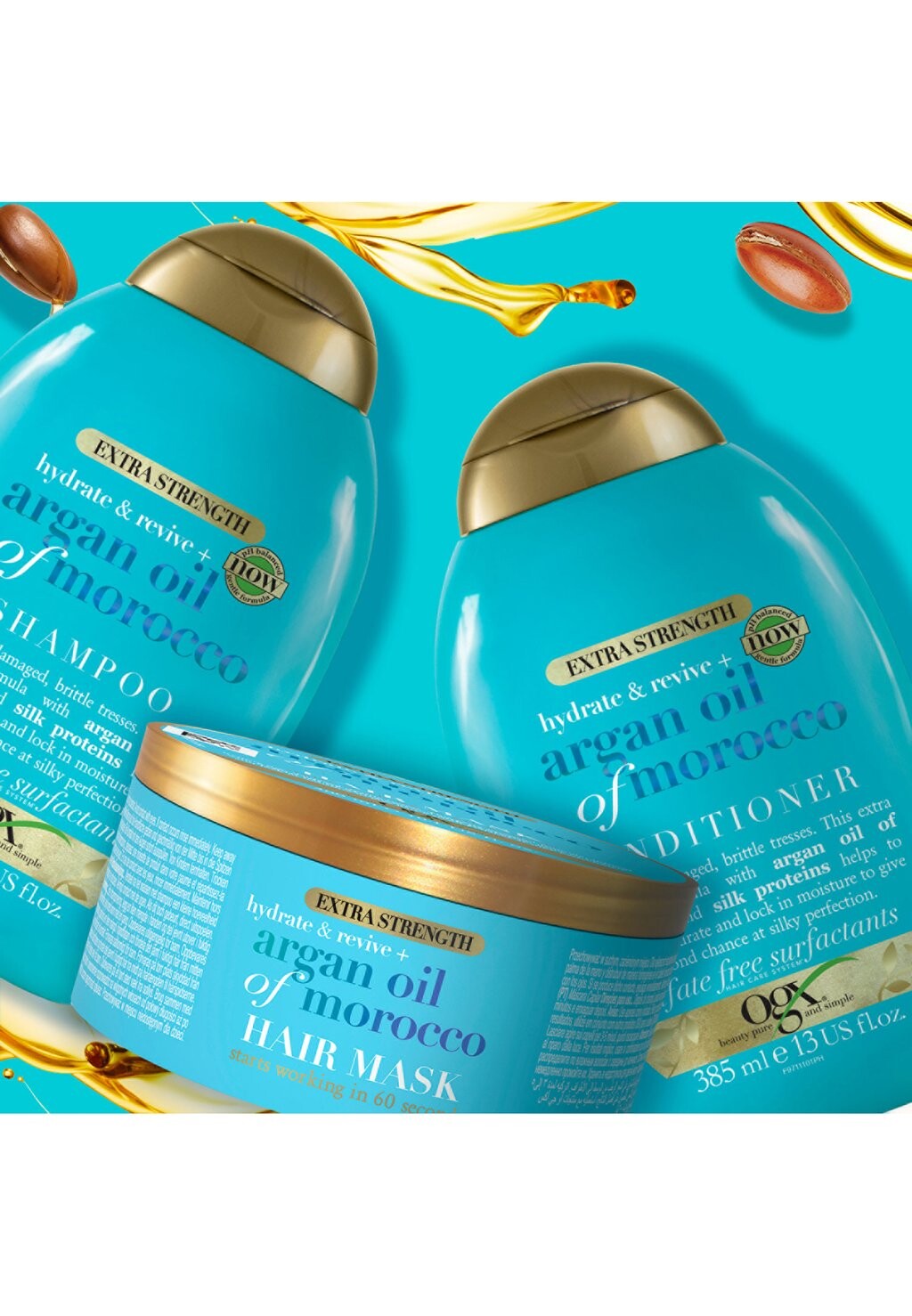 Шампунь OGX HYDRATE & REVIVE + ARGAN OIL OF MOROCCO EXTRA STRENGTH SHAMPOO ogx — фото 3