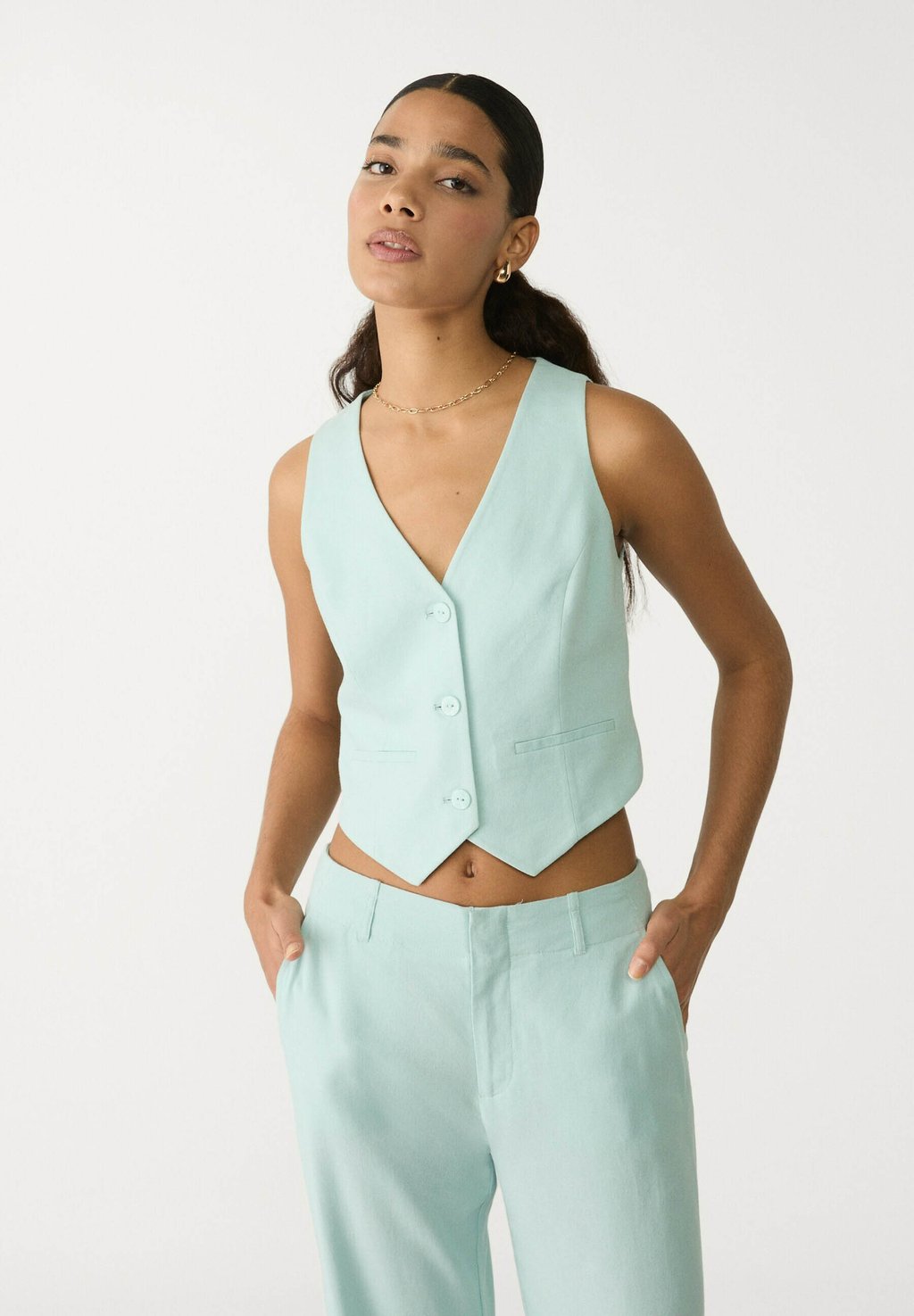 

Жилет WITH BACK VENT Stradivarius, бирюзовый