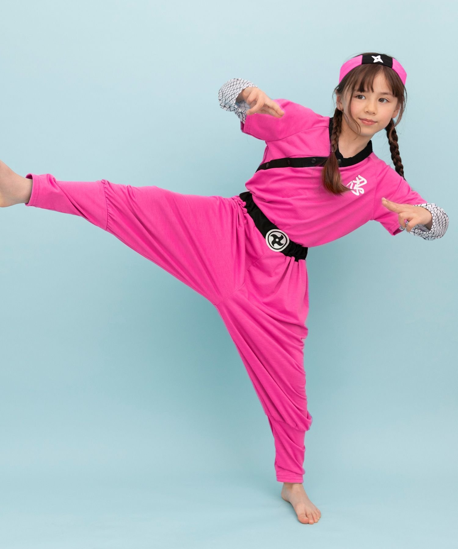 Детский костюм ниндзя на Хэллоуин для детей, косплей, мальчиков Brightlele, Pink — фото 3