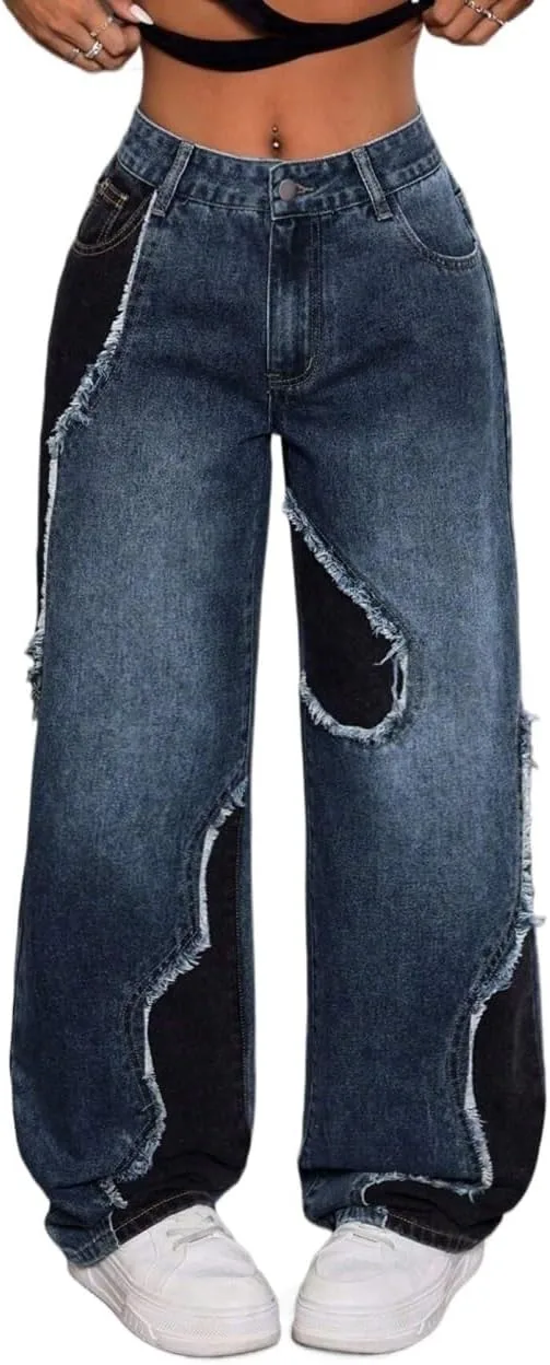 Женские классические джинсы Casual свободные широкие Generic, Dark Wash