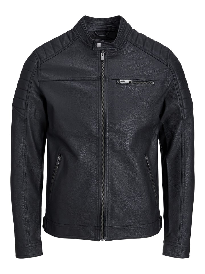 

Кожаная куртка Jack & Jones, черный