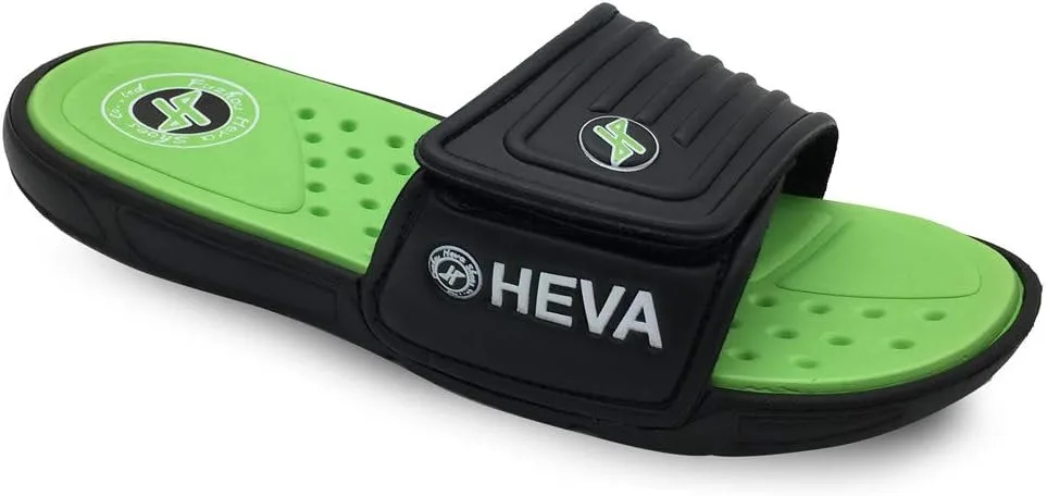 Мужские летние сандалии HEVA Slide для бассейна, черный/зеленый — фото 2