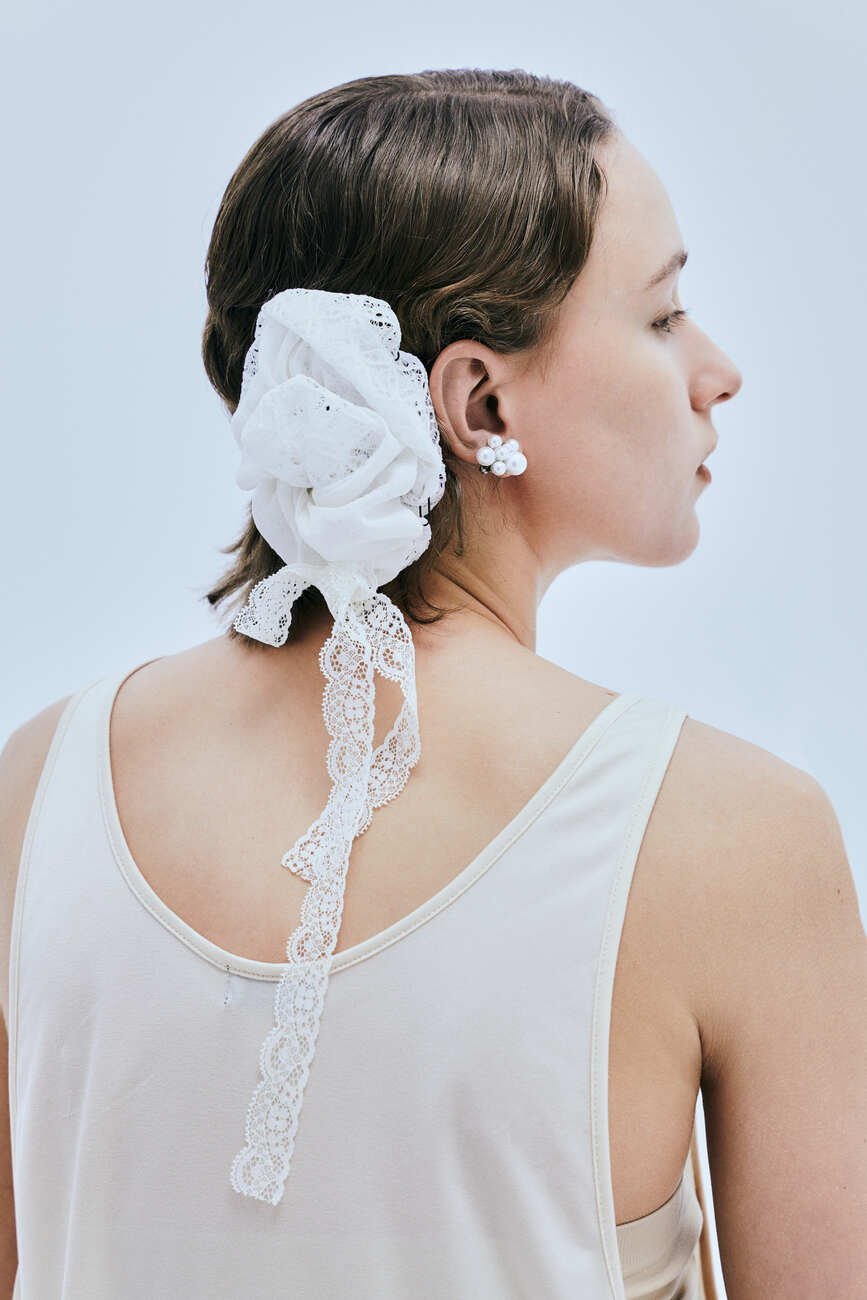 IRIS 47/kaleid shushu/Kaleid scrunchie Iris47, WHITE