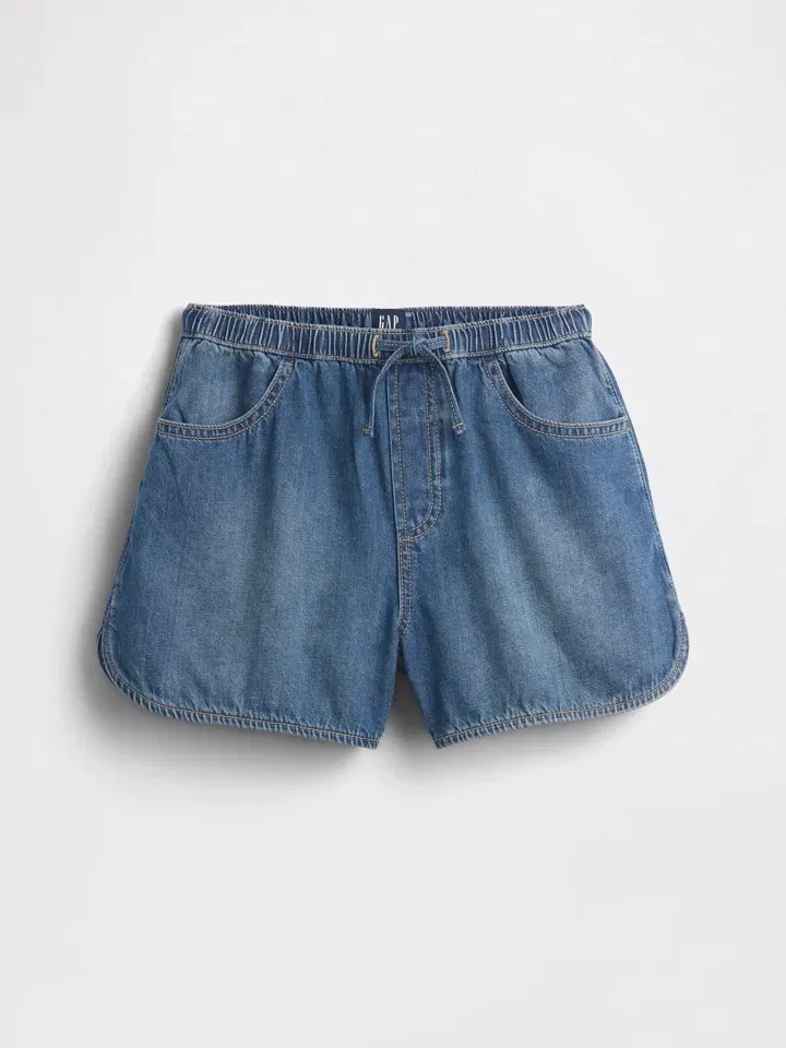 Шорты джинсовые, высокая посадка, GAP, синие — фото 3