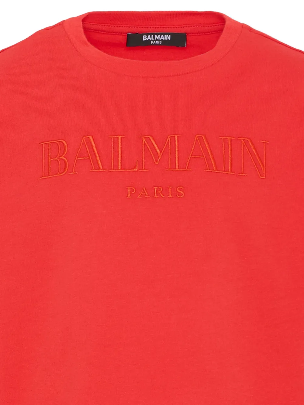 Футболка с вышивкой и короткими рукавами Balmain Kids, красный — фото 3