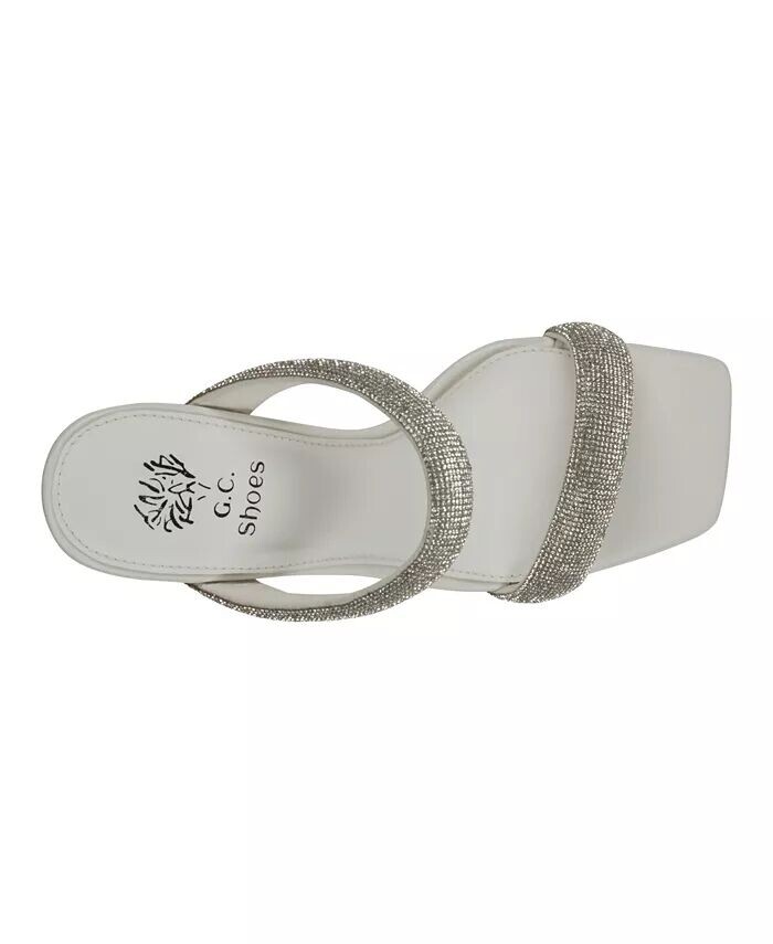 Женские босоножки Luella на каблуке с двумя ремешками и украшением GC Shoes, белый — фото 4