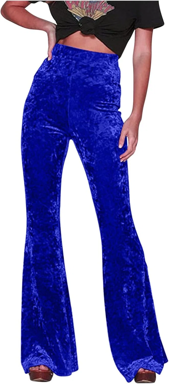 Женские брюки для йоги клеш, Velvet Soft, High Waisted, A01_blue