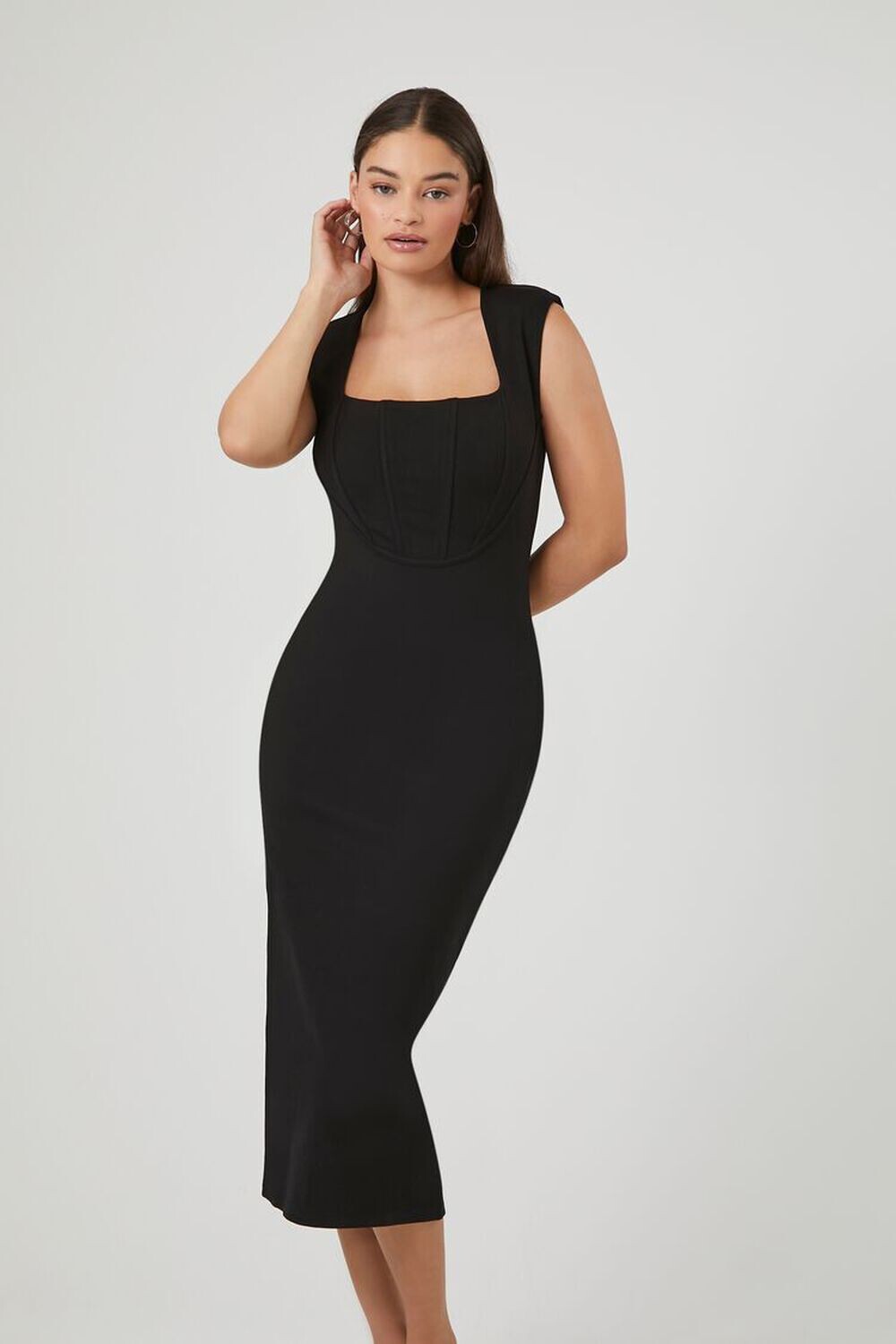 

Трикотажное платье миди с понте Forever 21, черный