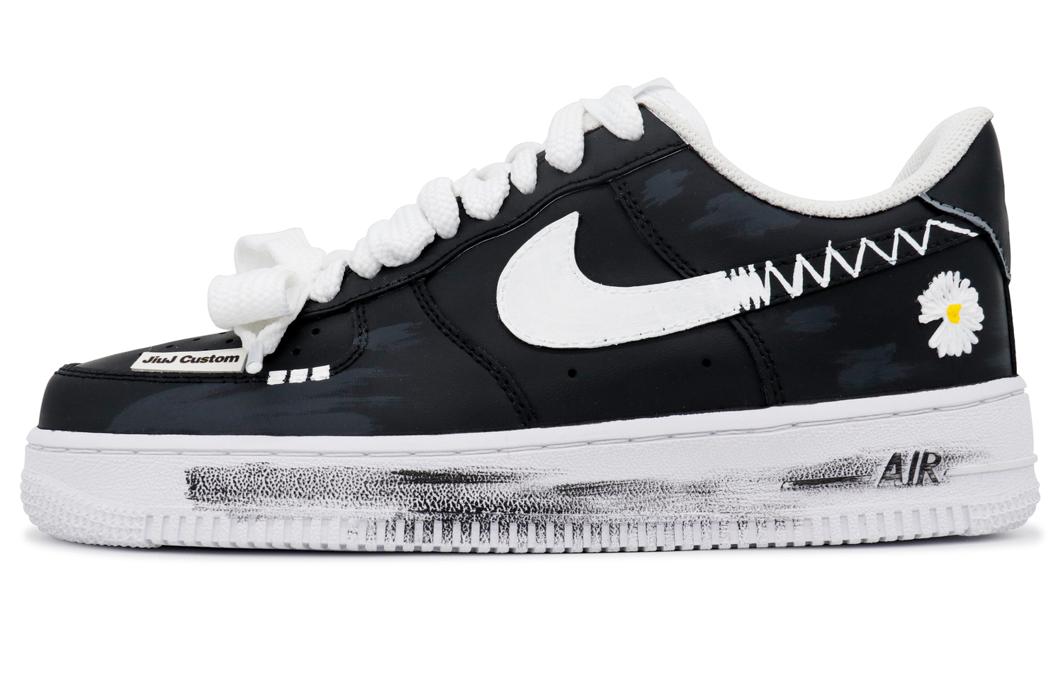 

Nike Air Force 1 9 Game Manufacturing, Черная Элегантность Дейзи Низкие Кроссовки для Скейтбординга Мужские Черно-Белые