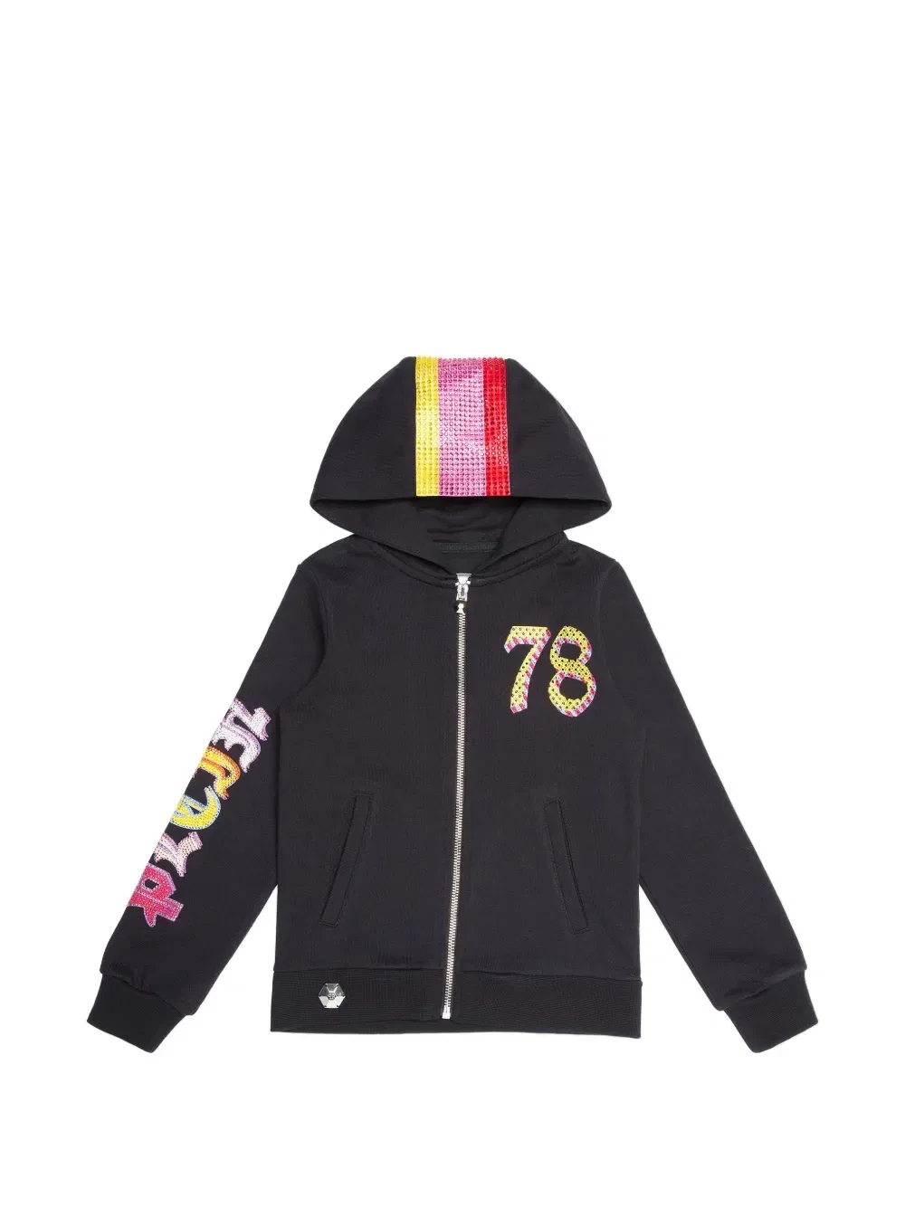 Худи на молнии со стразами Philipp Plein Junior, черный