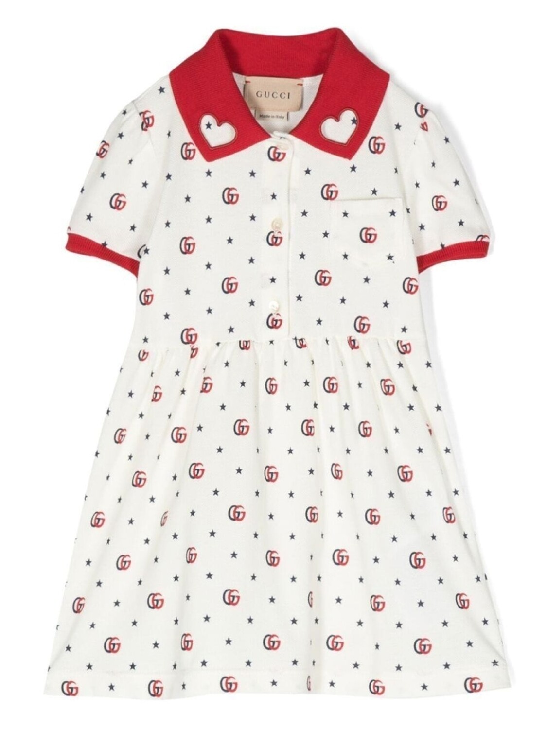 

Gucci Kids платье с воротником поло и логотипом GG, белый