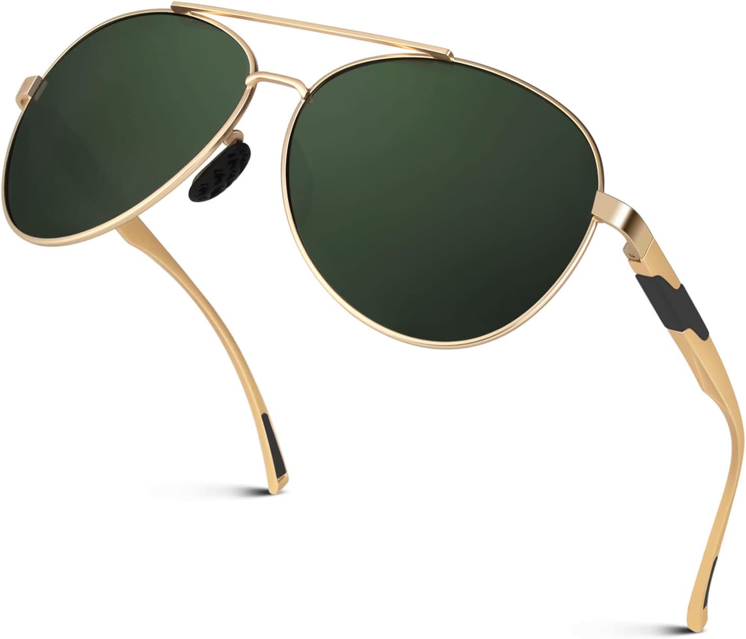 

Классические солнцезащитные очки GQUEEN в стиле милитари, пилотные, поляризованные, с пружинными шарнирами, алюминиево-магниевые, для мужчин и женщин, MOS1, G Gold Frame/G15 Green Lens