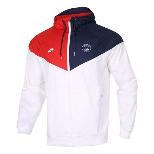 

Куртка Nike Paris Saint-Germain Windrunner V Splicing hooded Woven Jacket White, белый