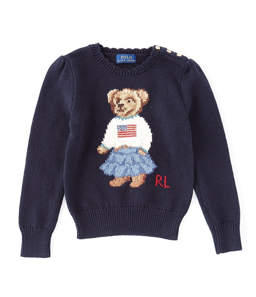 

Свитер Polo Ralph Lauren Little Girls 4–6X с флагом медведя, синий