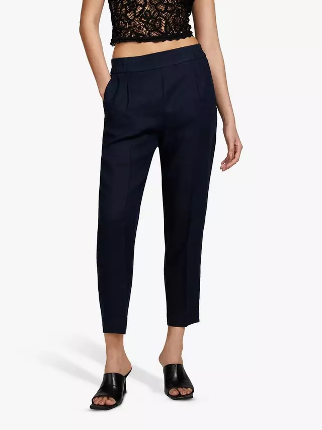 

Брюки SISLEY Cropped Linen Slim Leg, темно-синий