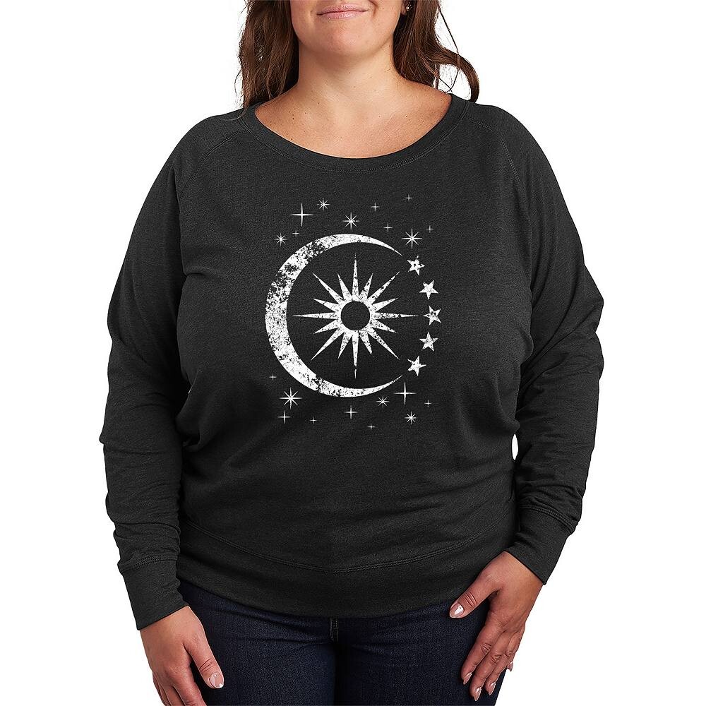 

Легкий свитшот из френч терри большого размера Celestial Sun Moon Scene Licensed Character, цвет Heather Charcoal