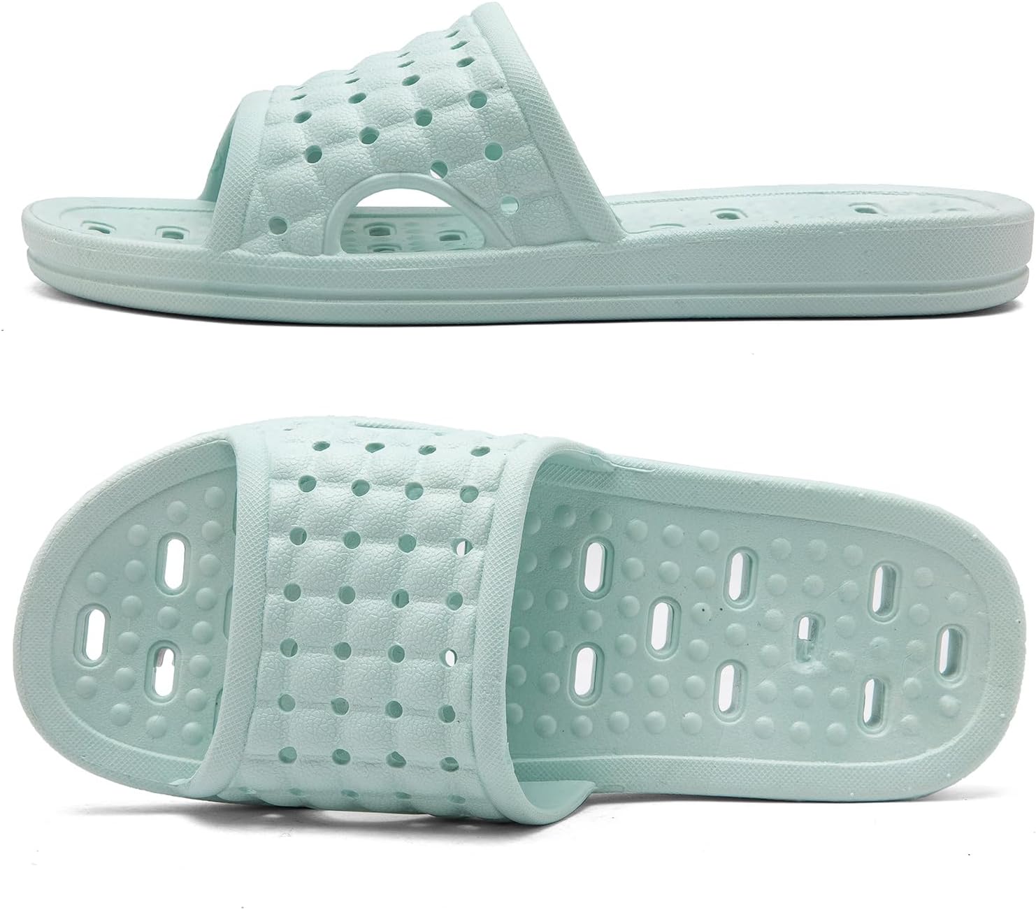 

Тапочки для душа AiJiaTu с дренажными отверстиями, быстро сохнущие, противоскользящие, для дома, спальни и ванной, унисекс, светло-зеленый