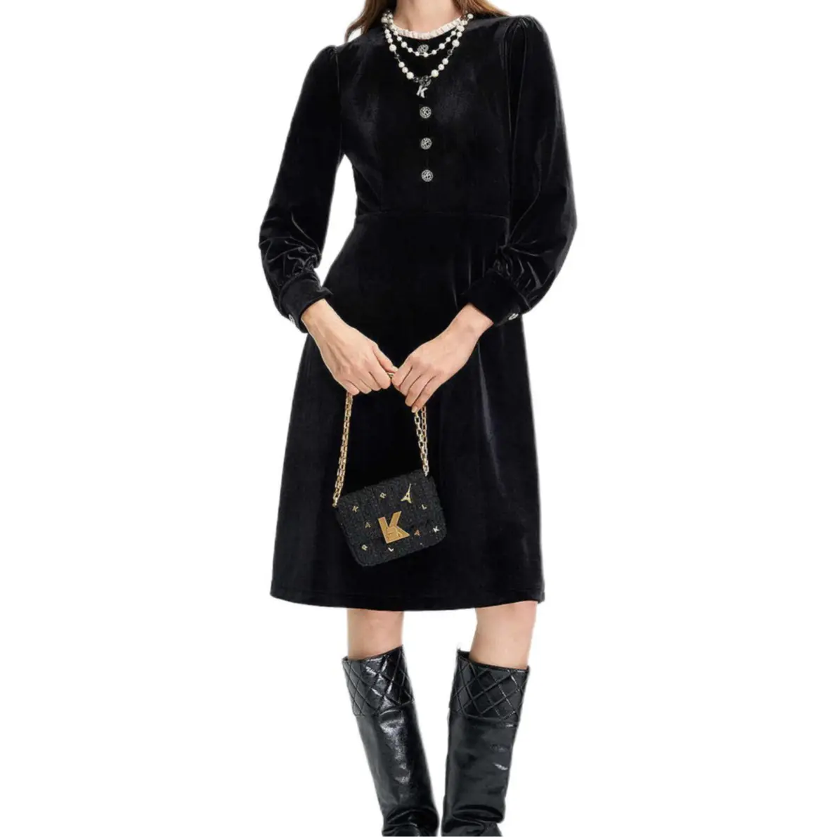 

KARL LAGERFELD / Karl Lagerfeld Jeans Karl Lagerfeld SS25 платье с длинными рукавами женское black