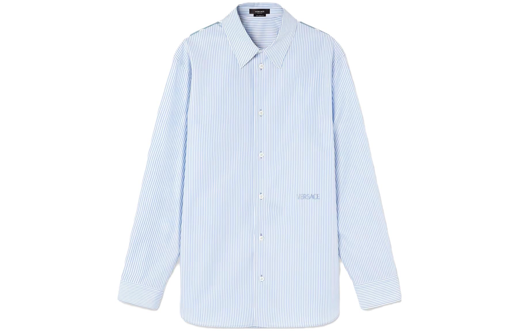 

Футболка Versace в полоску с ракушками и пуговицами, синяя